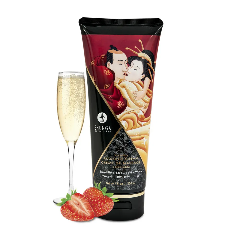 Kusbare Massagecrème - Sprankelende Aardbeienwijn - 7 floz / 200 ml
