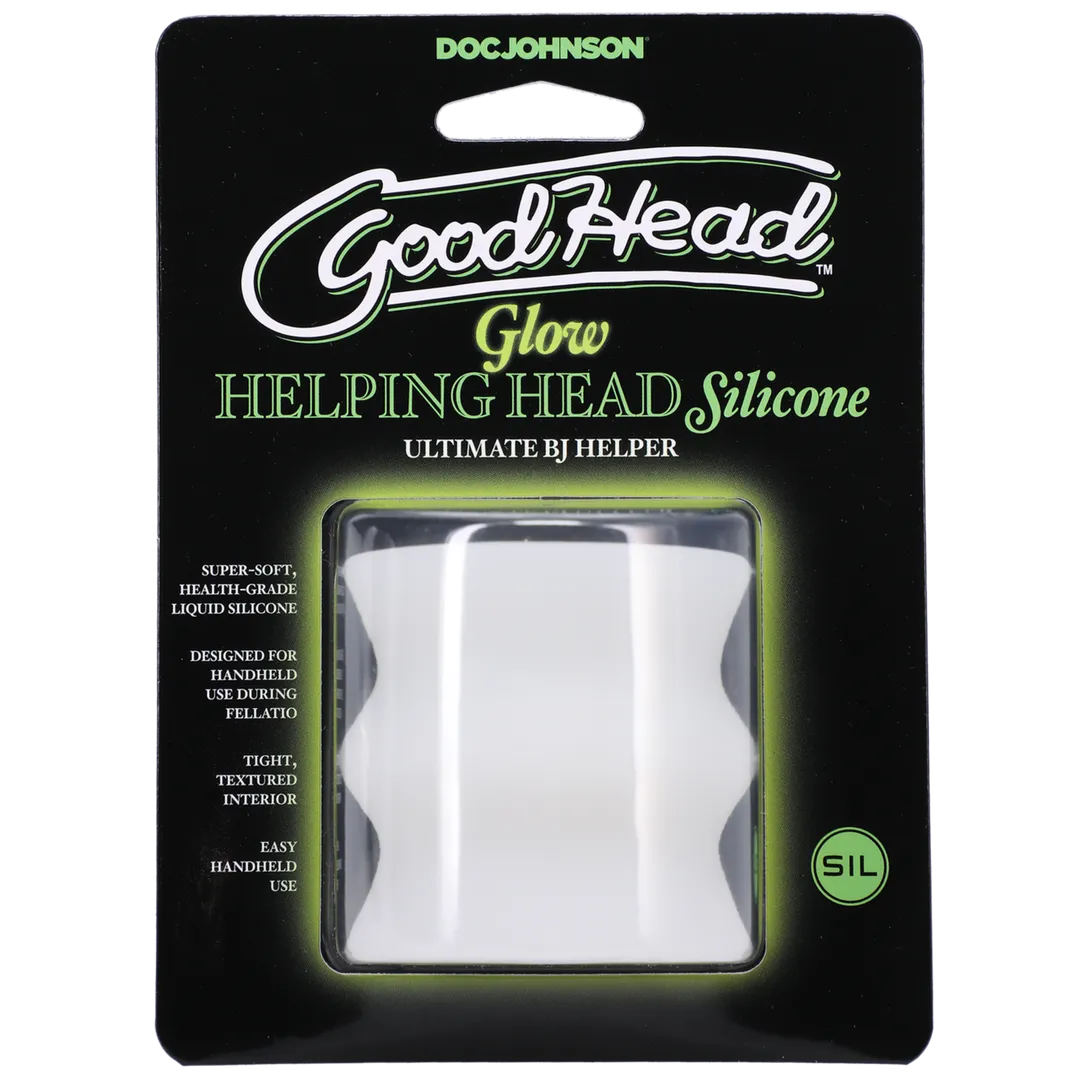 Glow Helping Head Silicone - Masturbator Sleeve - Frost / Green Glow