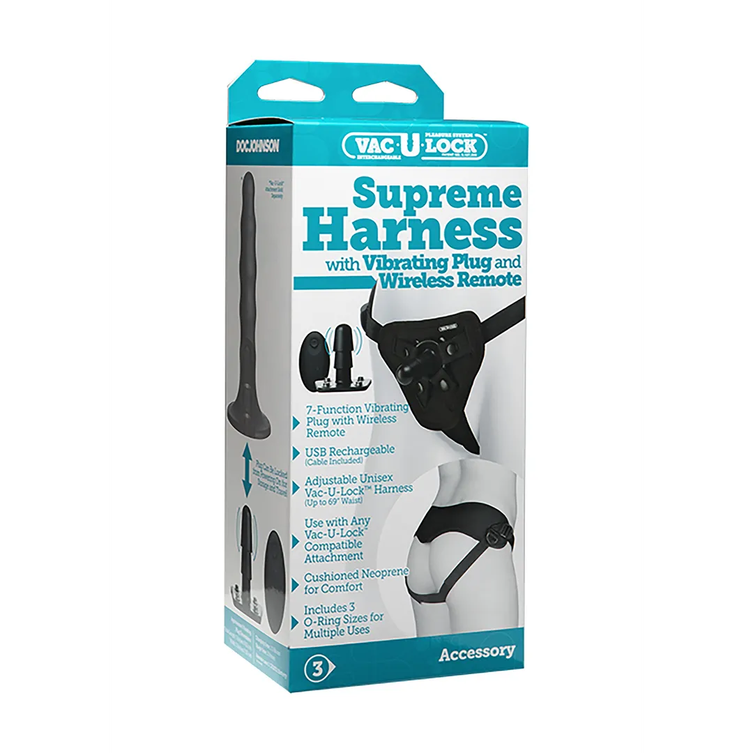 Supreme Harness met Vibrerende Plug en Afstandsbediening - 2 Stukken