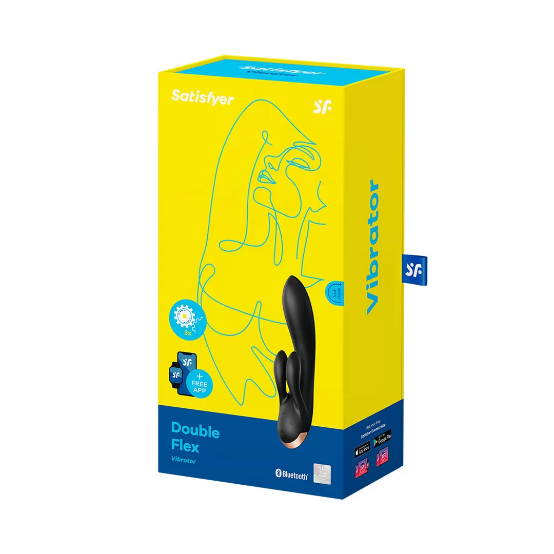 Dubbele Flex - Rabbit Vibrator - Zwart