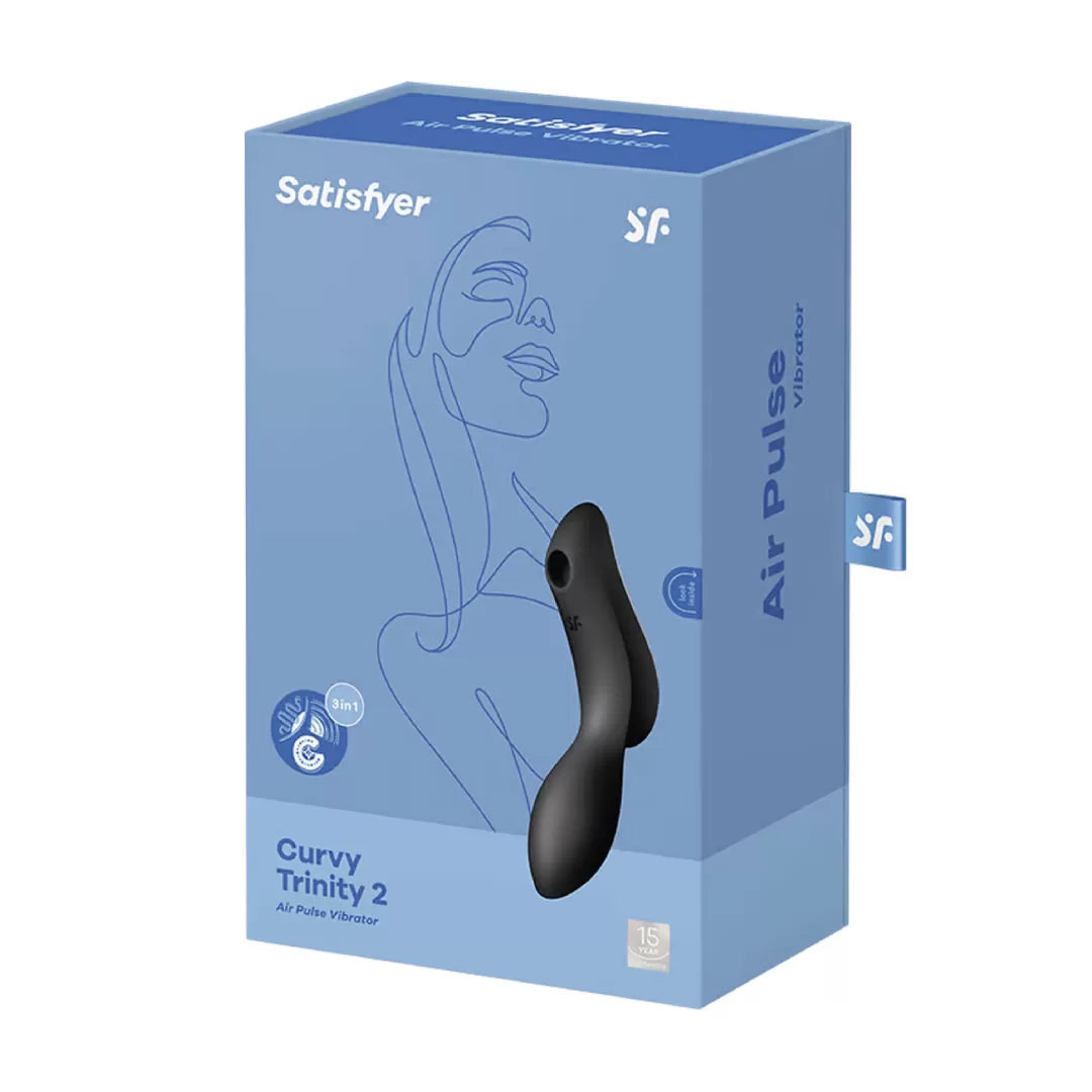 Curvy Trinity 2 - Invoegbare Air Pulse Vibrator - Zwart