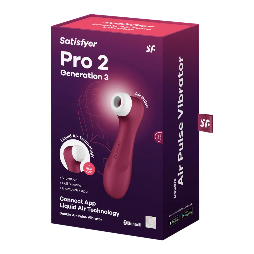 Pro 2 Generatie 3 - Double Air Pulse Vibrator - Liquid Air en Connect App - Wijnrood