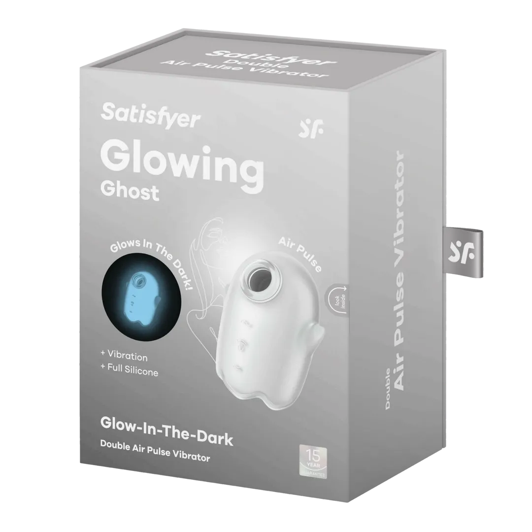 Glowing Ghost - Glow in the Dark - Dubbele Air Pulse Vibrator - Wit