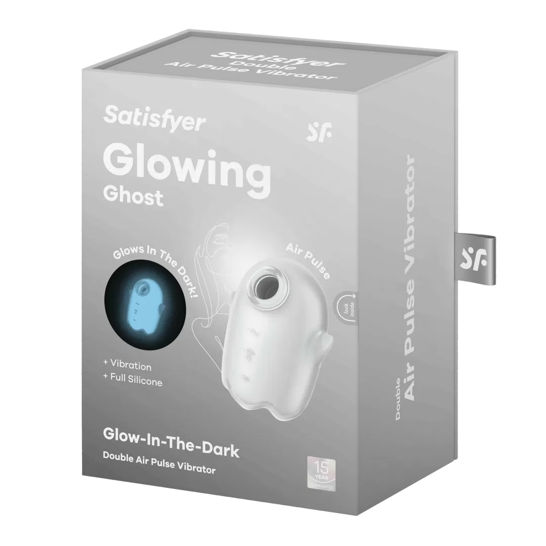 Glowing Ghost - Glow in the Dark - Dubbele Air Pulse Vibrator - Wit