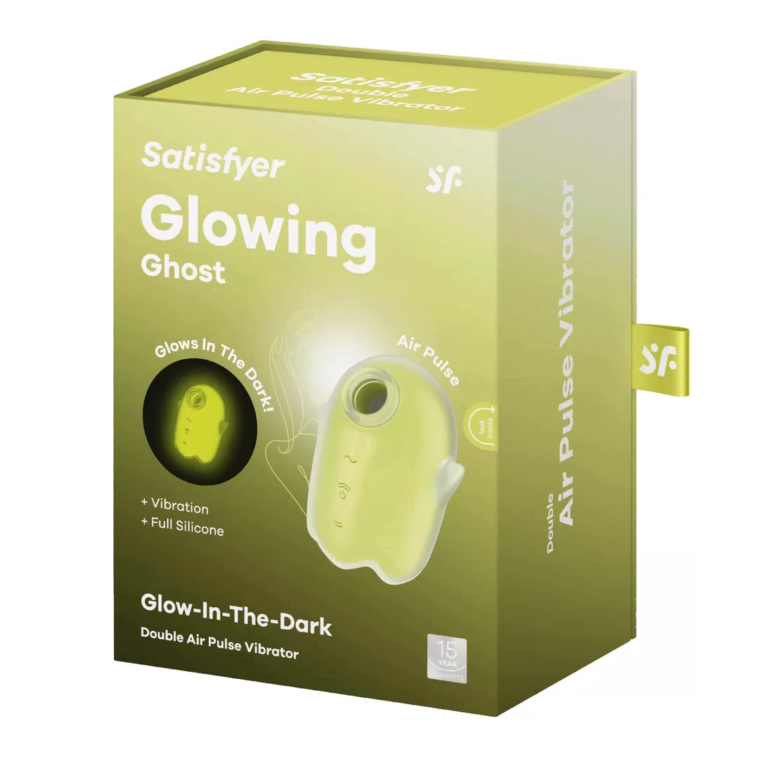 Glowing Ghost - Glow in the Dark - Dubbele Air Pulse Vibrator - Geel