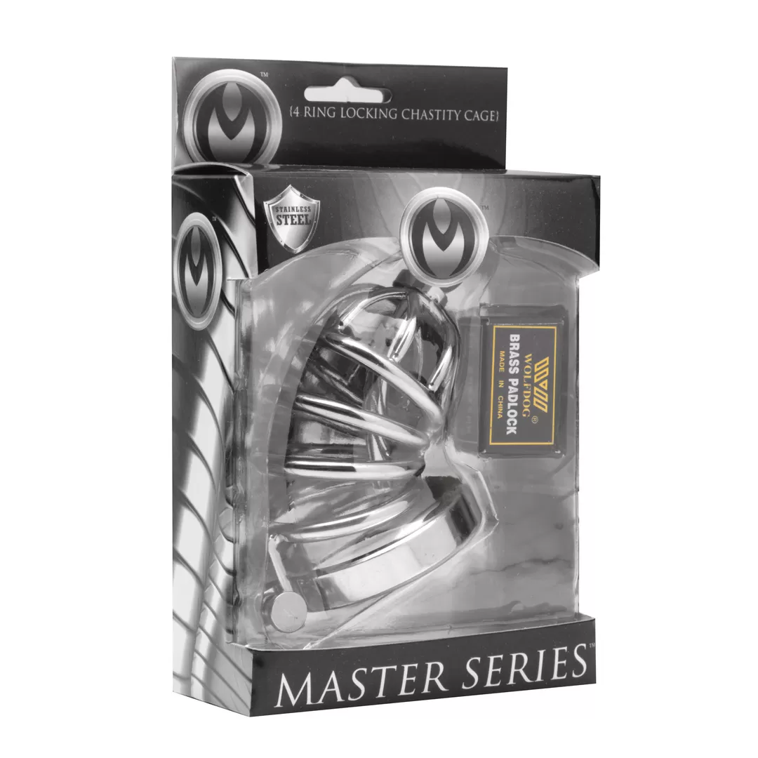 Asylum - Chastity Cage met 4 Ringen - S/M