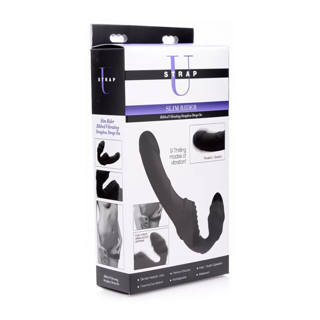 Slim Rider - Ribbed Vibrerende Strapless Strap-On