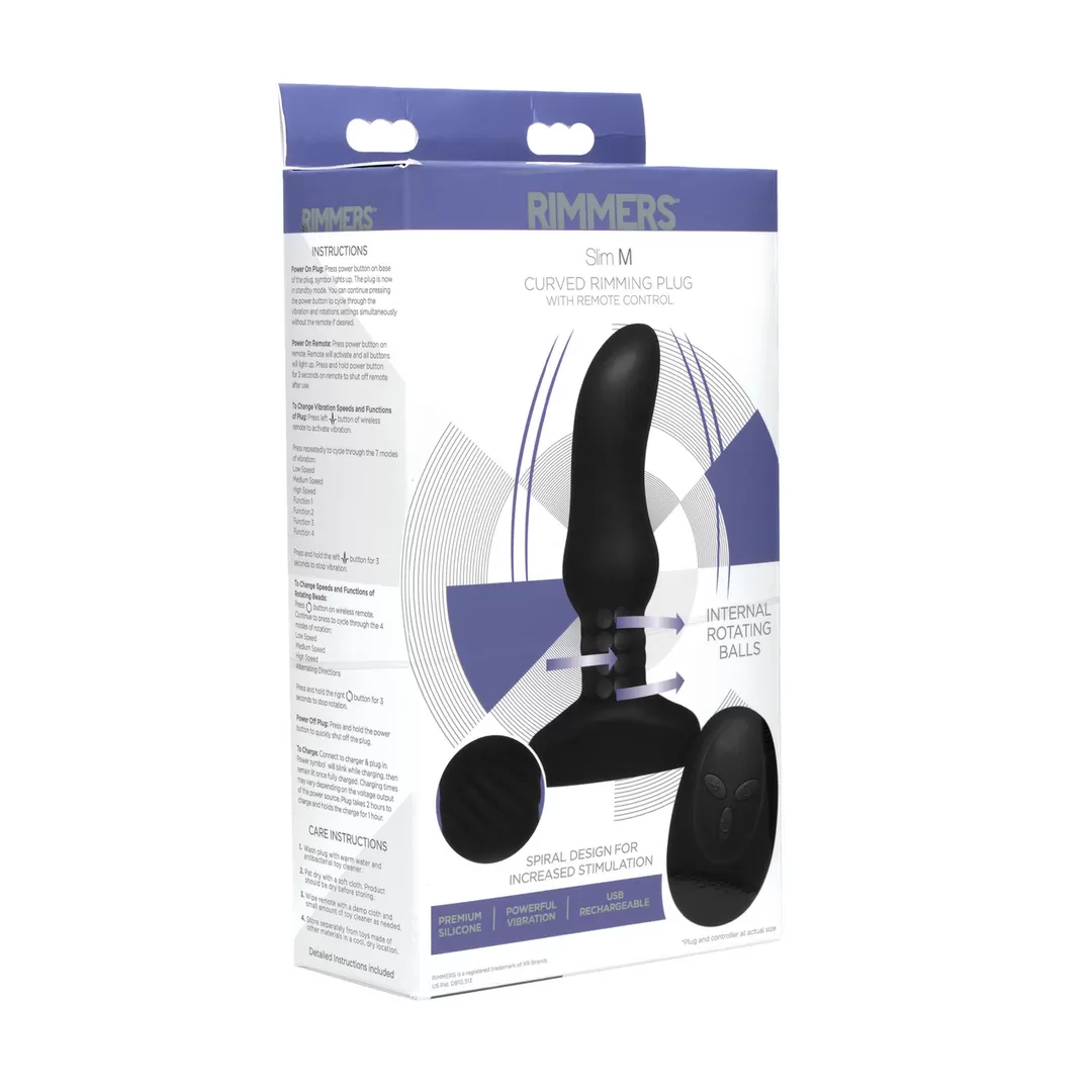 Slim M - Curved Rimming Plug met Afstandsbediening