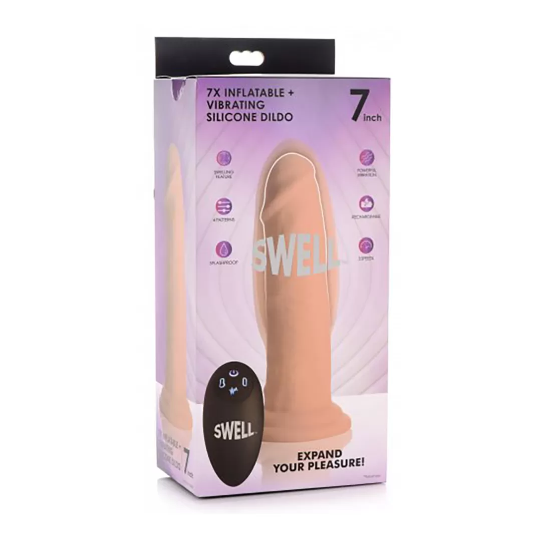 Swell - Opblaasbare en Vibrerende Siliconen Dildo - 7 / 18 cm