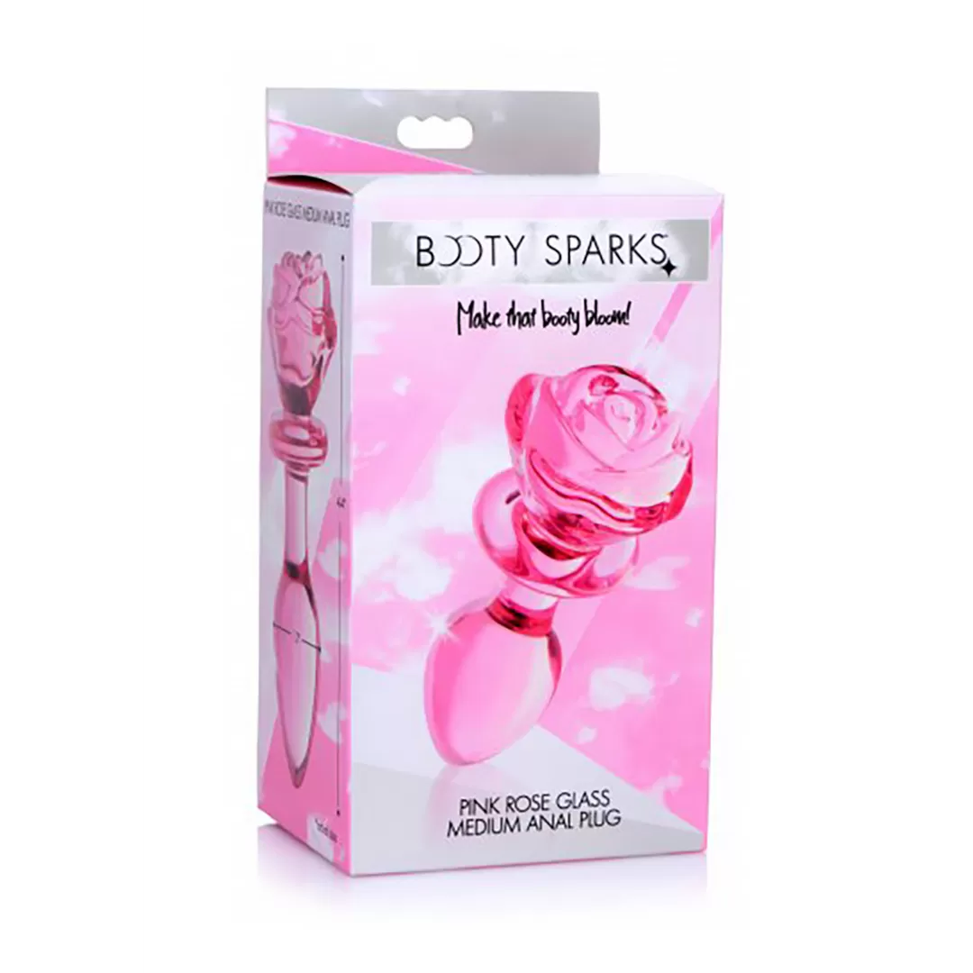 Roze Roos - Glazen Butt Plug - Medium