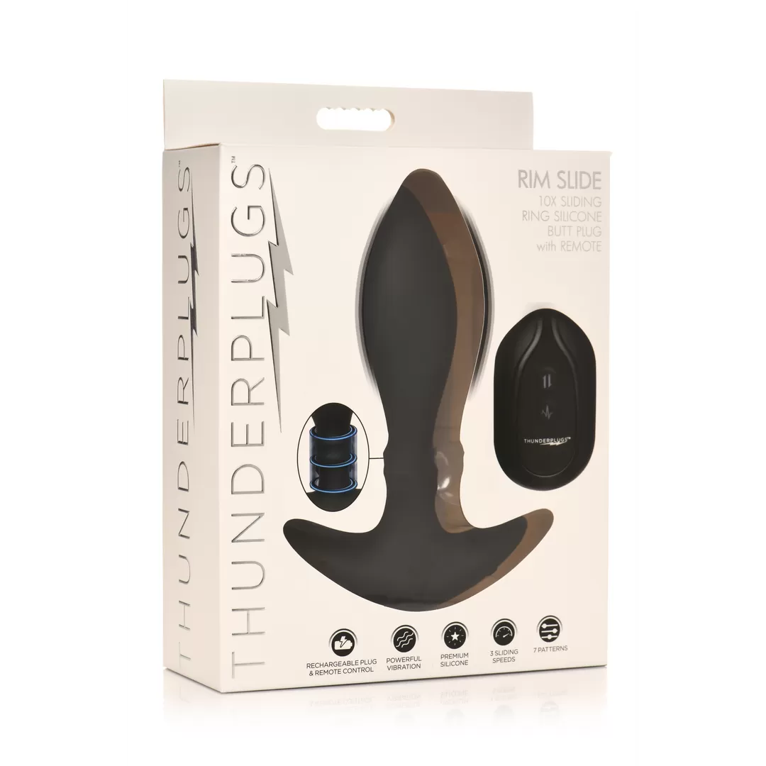 Rim Slide - Sliding Ring Silicone Butt Plug - Zwart