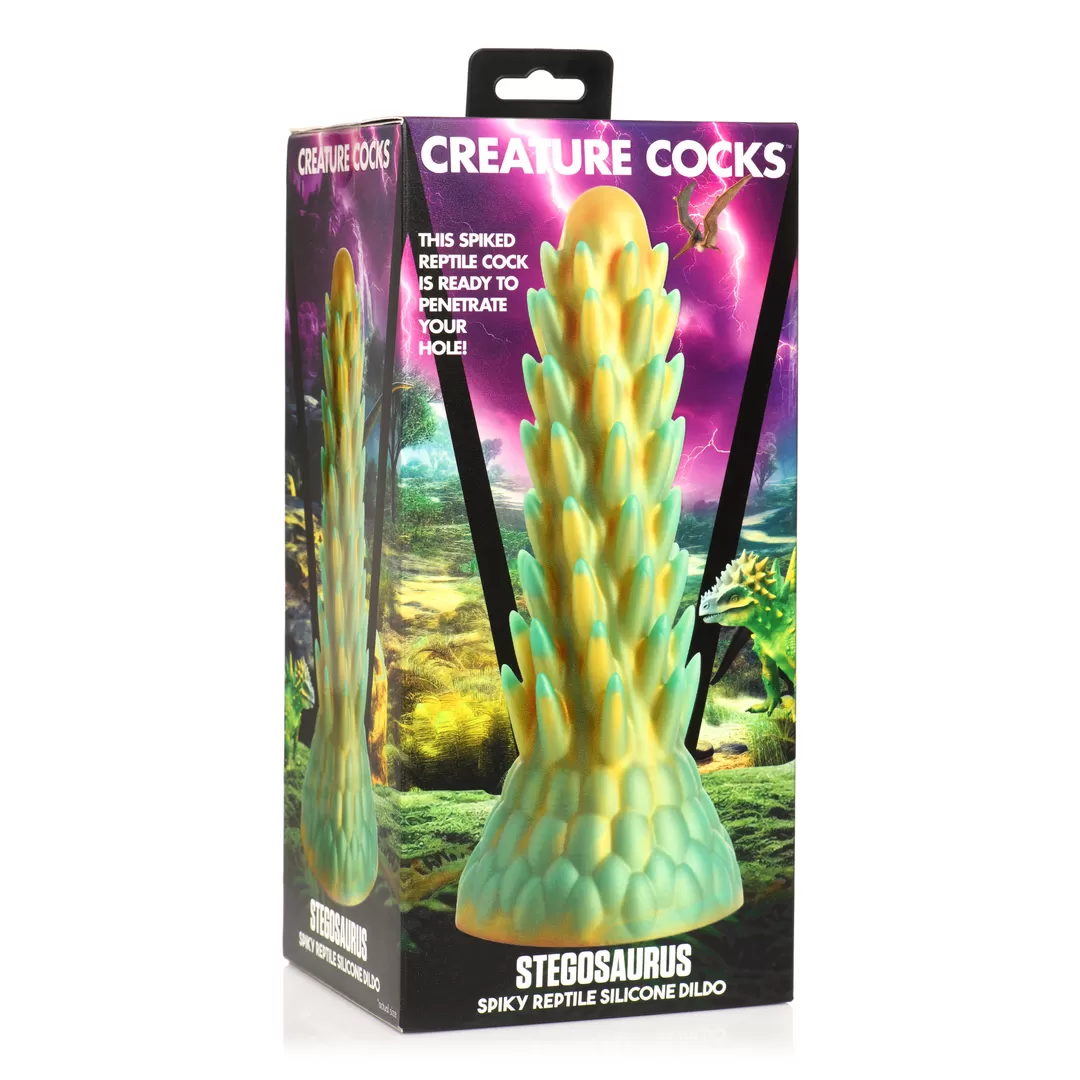 Stegosaurus - Stekelige Reptiel Silicone Dildo - Groen