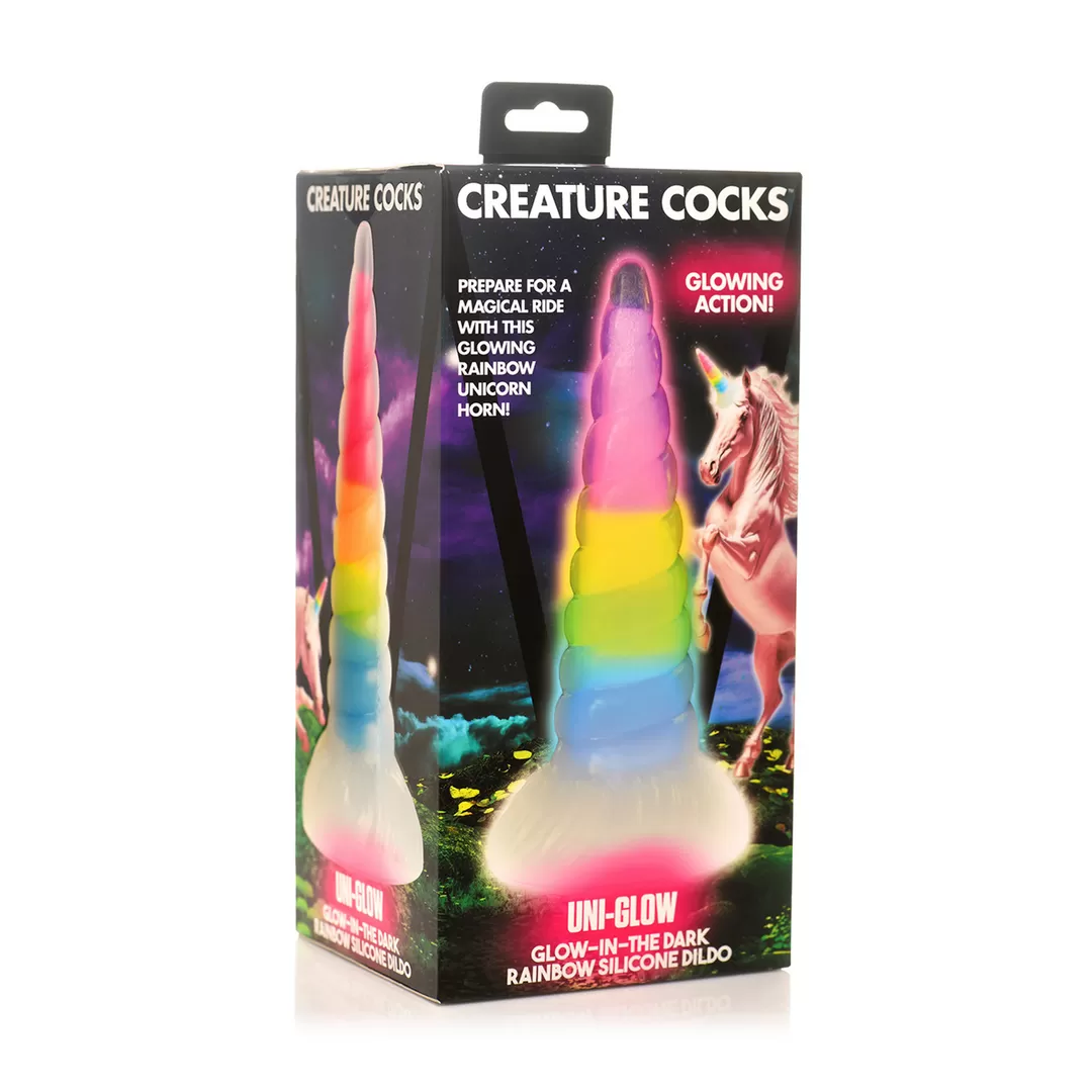 UniGlow - Glow-in-the-Dark Regenboog Siliconen Dildo