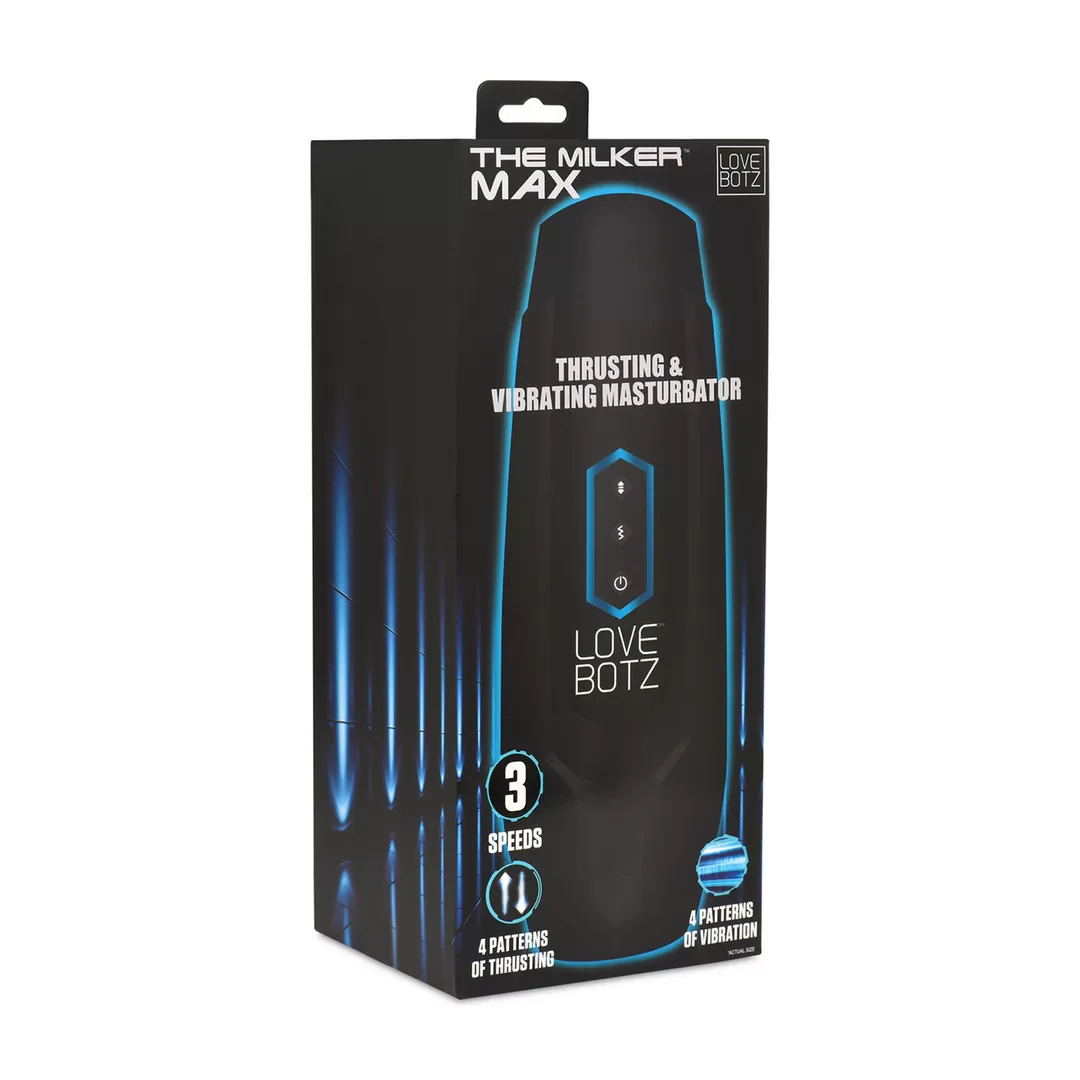 De Milker Max - 14X Duwende en Vibrerende Masturbator - Zwart