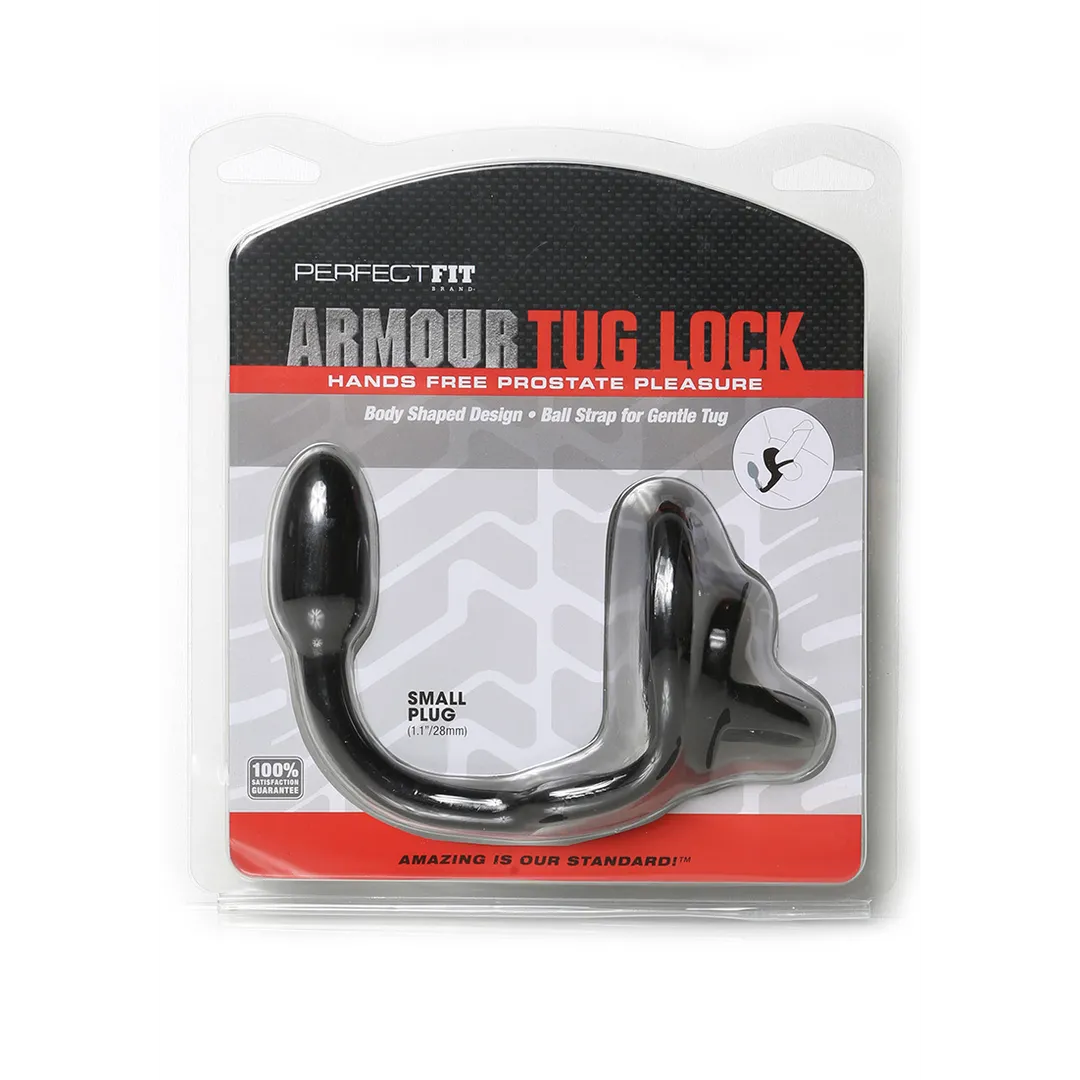 Armor Tug Lock - Cockring met Ball Strap en Butt Plug - Klein