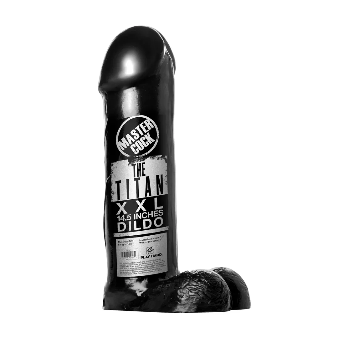 De Titan Dildo - XXL - 14,5 inch - Zwart