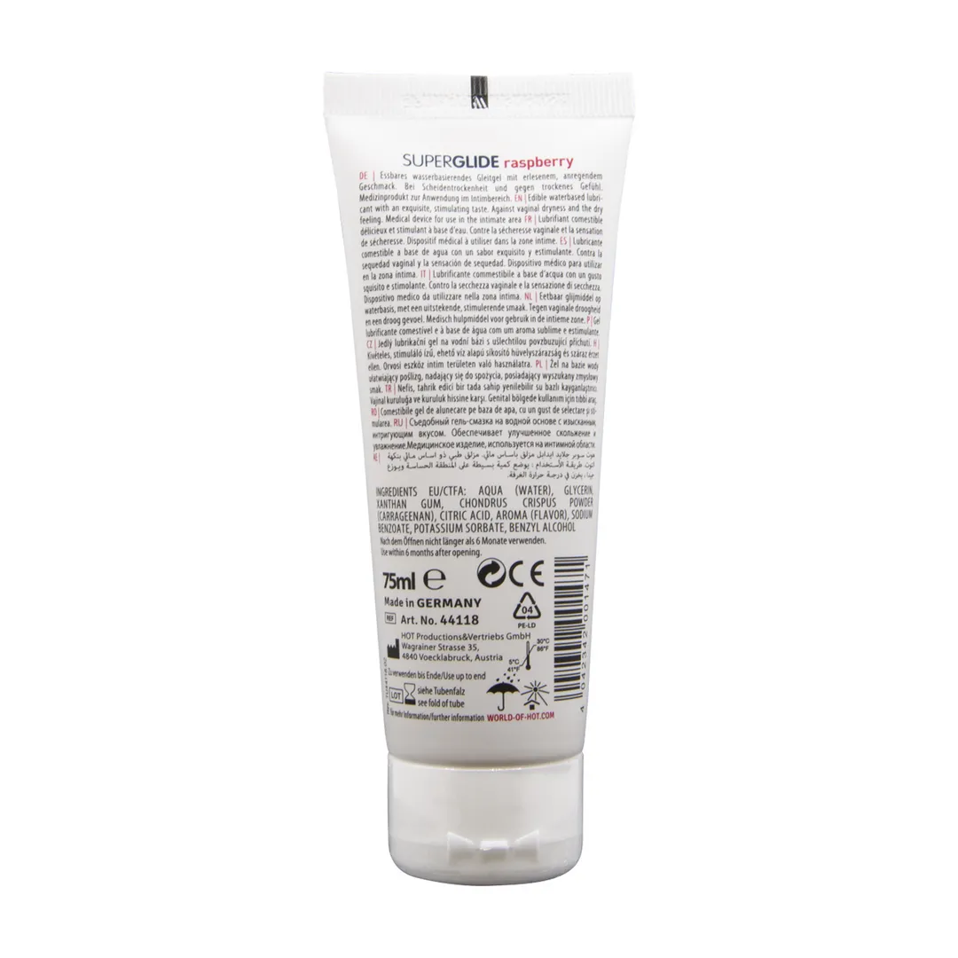 Superglide - Eetbaar Waterbasis Glijmiddel - Framboos - 3 fl oz / 75 ml