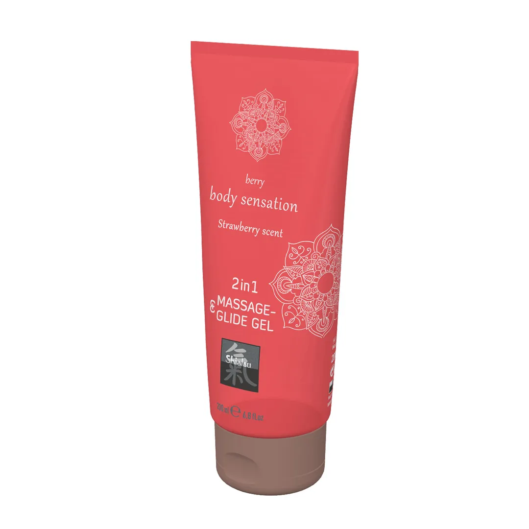 2 in 1 Massage en Glide Gel - Aardbei - 7 fl oz / 200 ml