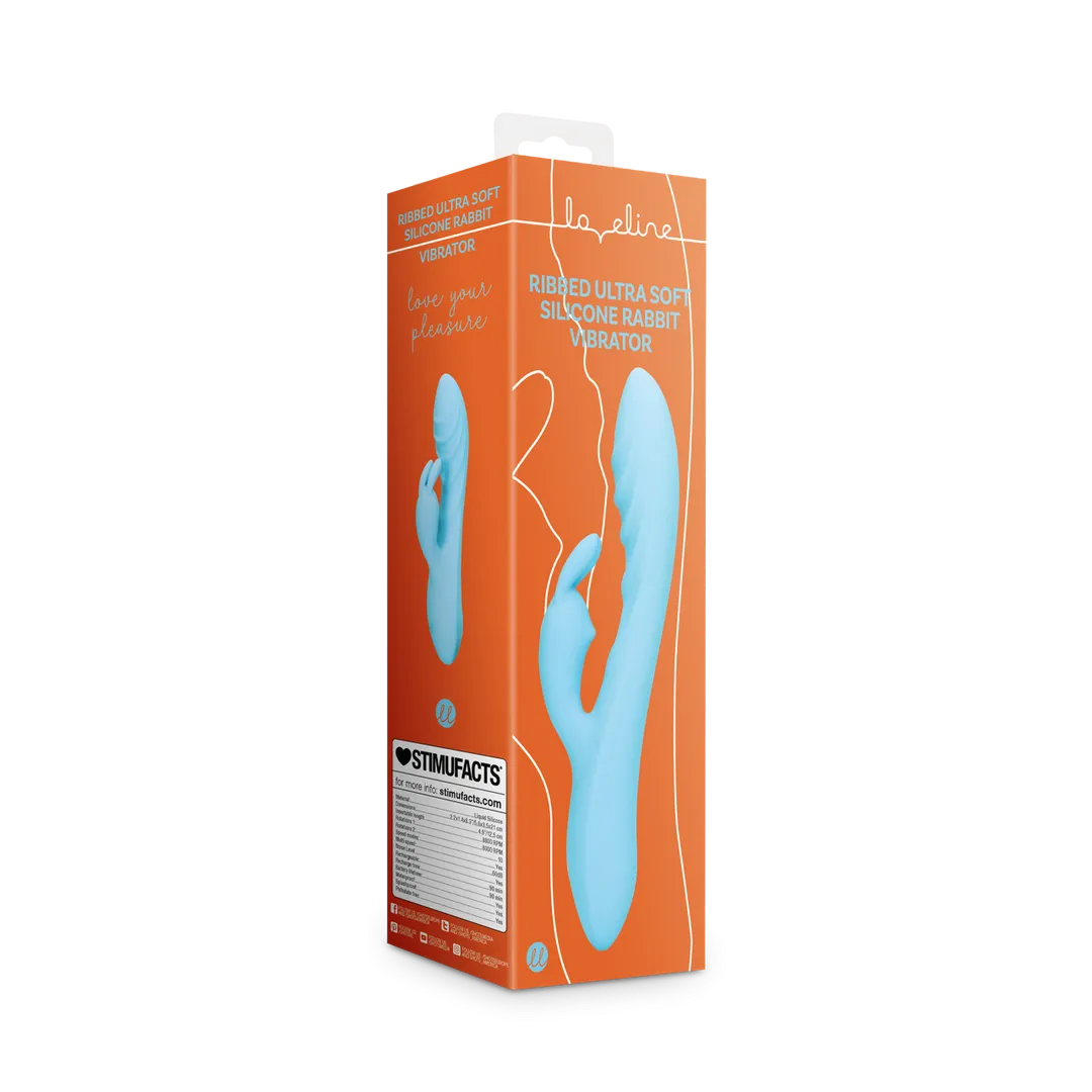 Geribbelde Ultra Zachte Siliconen Konijn Vibrator - Glaciaal Blauw