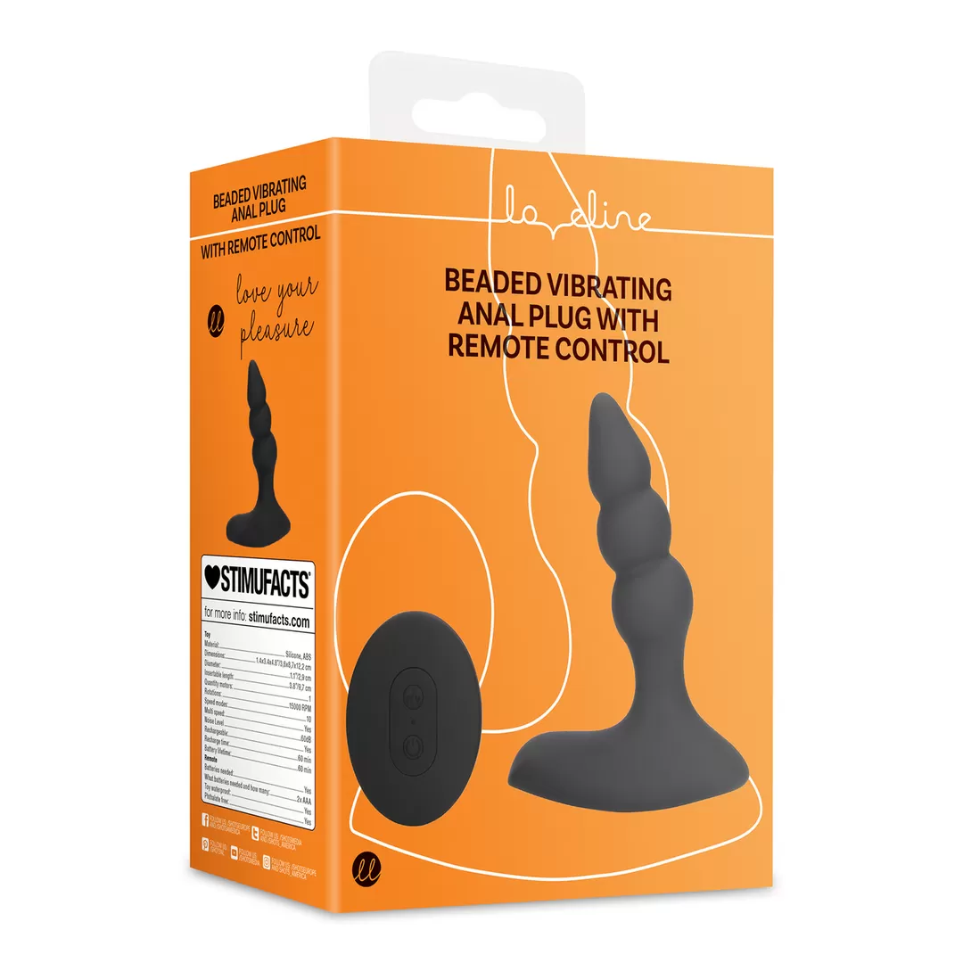 Beaded Vibrerende Anale Plug met Afstandsbediening - Zoethout Zwart