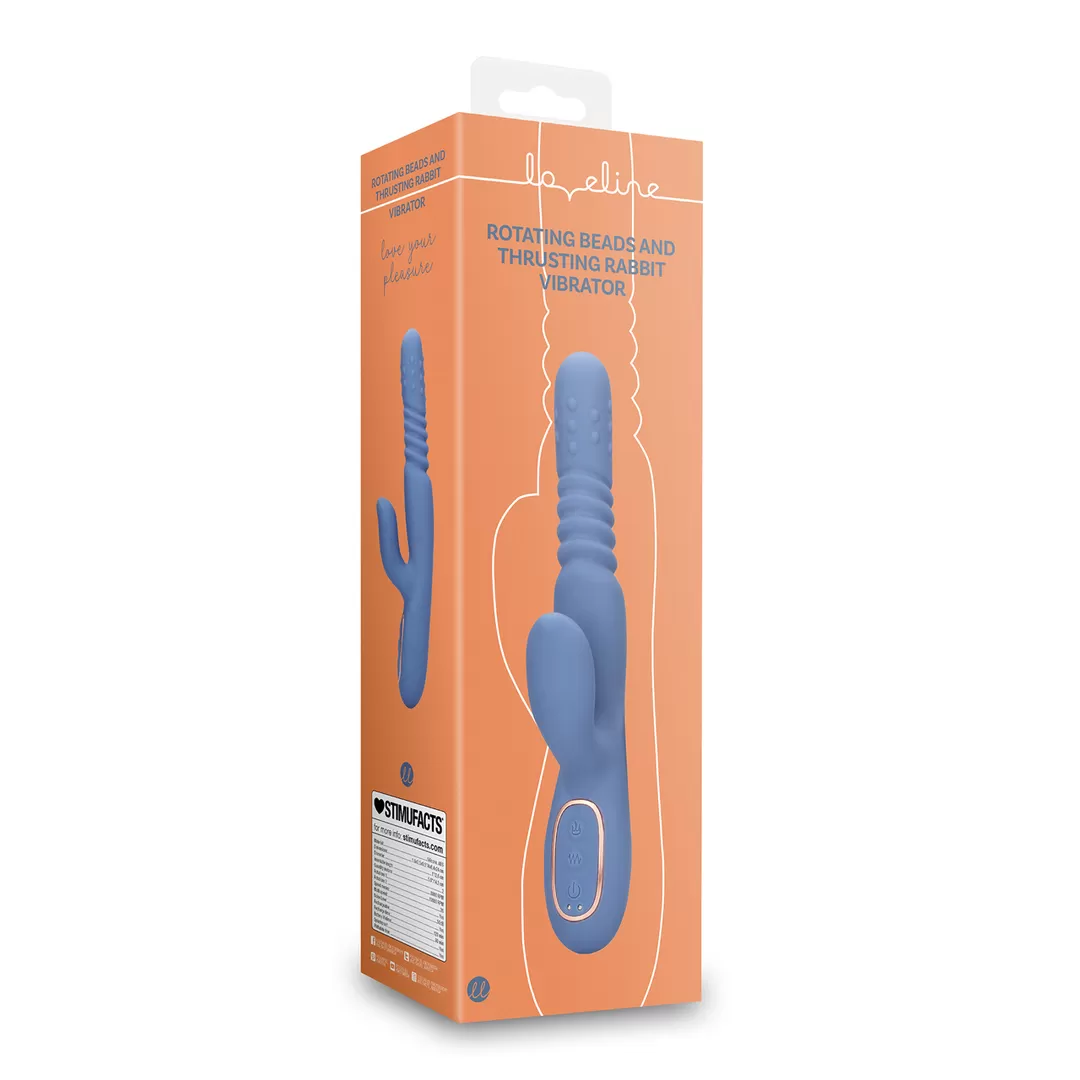 Warmende Draaibare Kralen en Duwende Konijnen Vibrator - Blauw Nova