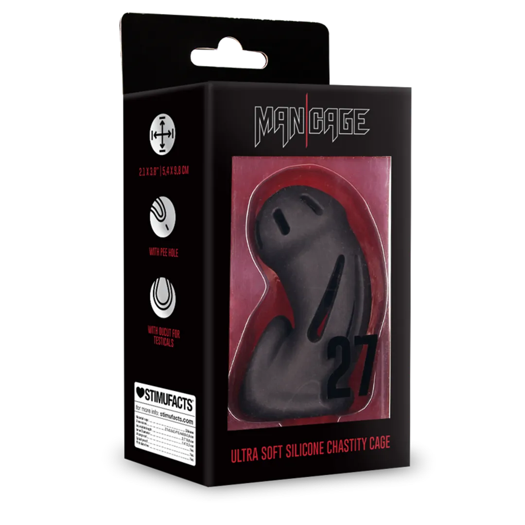 Model 27 - Ultra Soft Silicone Chastity Cage - Zwart