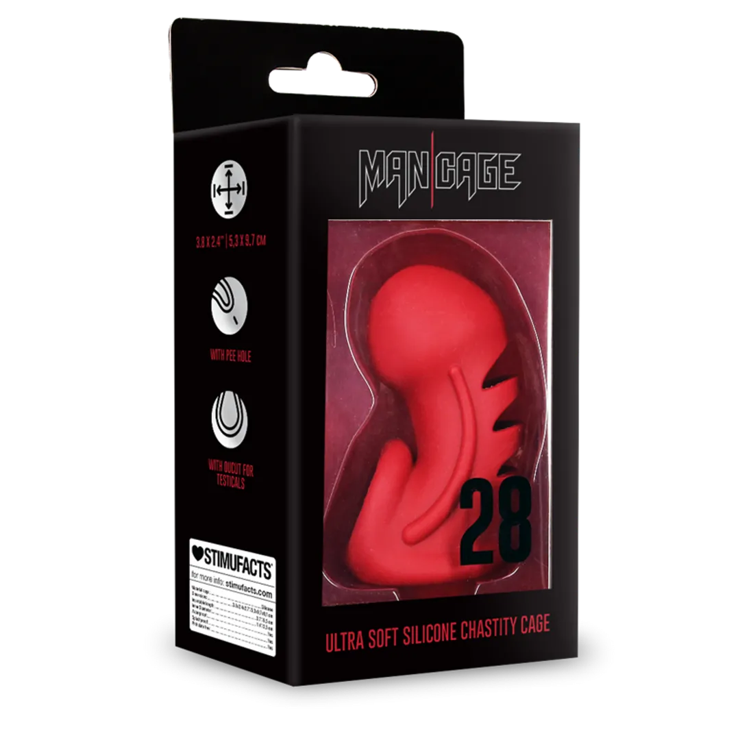 Model 28 - Ultra Soft Silicone Chastity Cage - Rood