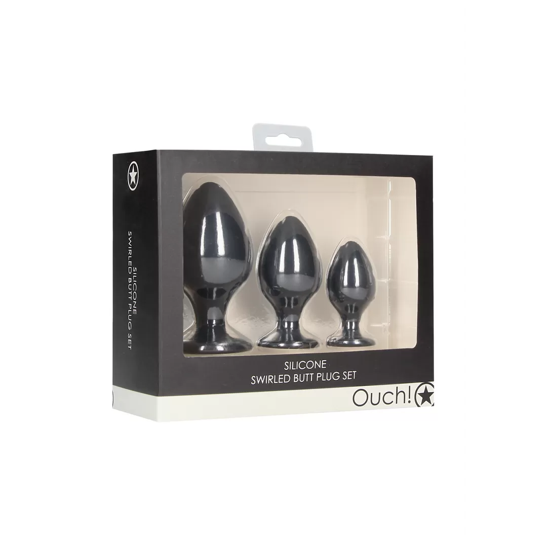 Gedraaid Butt Plug Set - Zwart