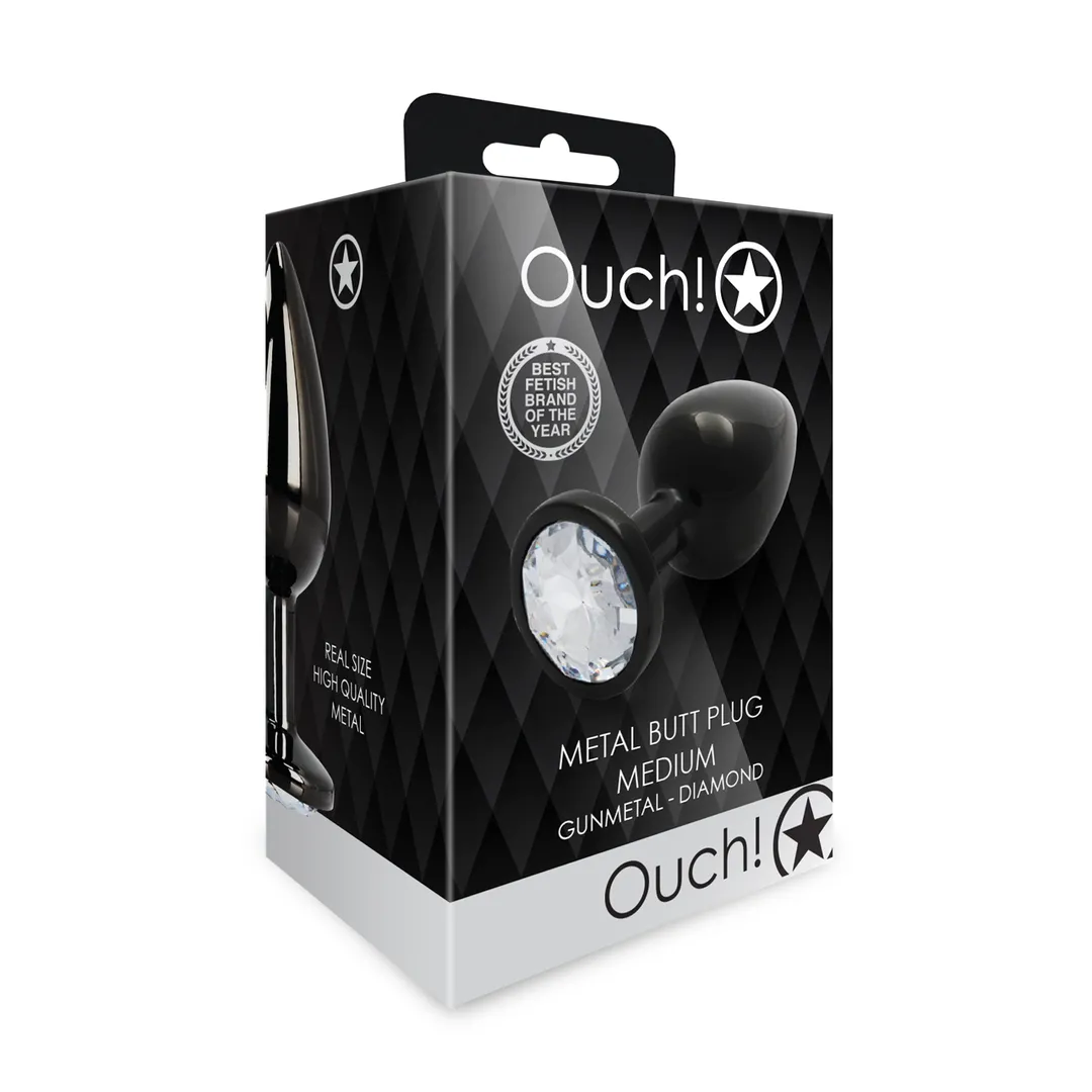 Ronde Gem Butt Plug - Medium - Gunmetal/Diamond