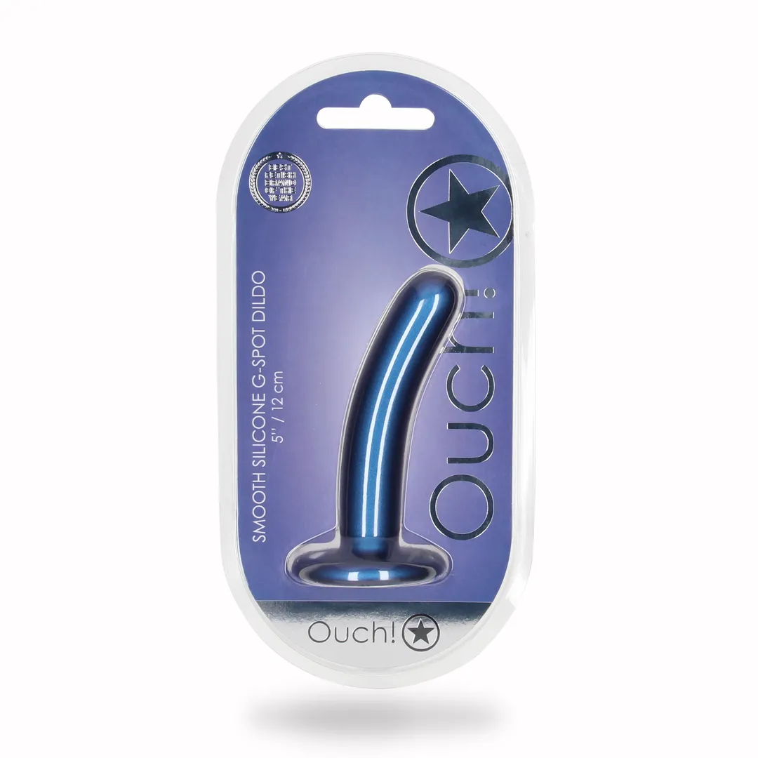 Zachte Siliconen G-Spot Dildo - 5'' / 12 cm - Metallic Blauw