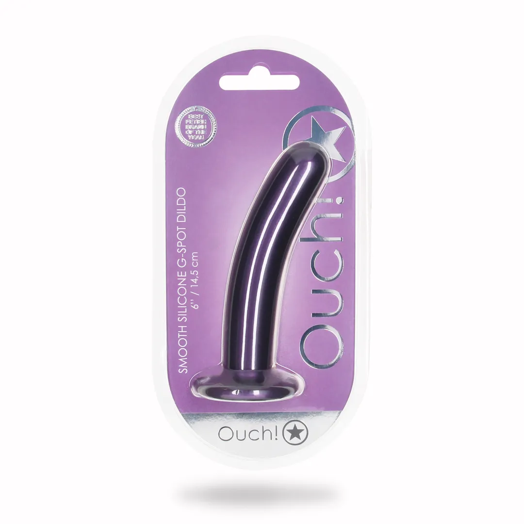 Zachte Silicone G-Spot Dildo - 6'' / 14,5 cm - Metallic Paars