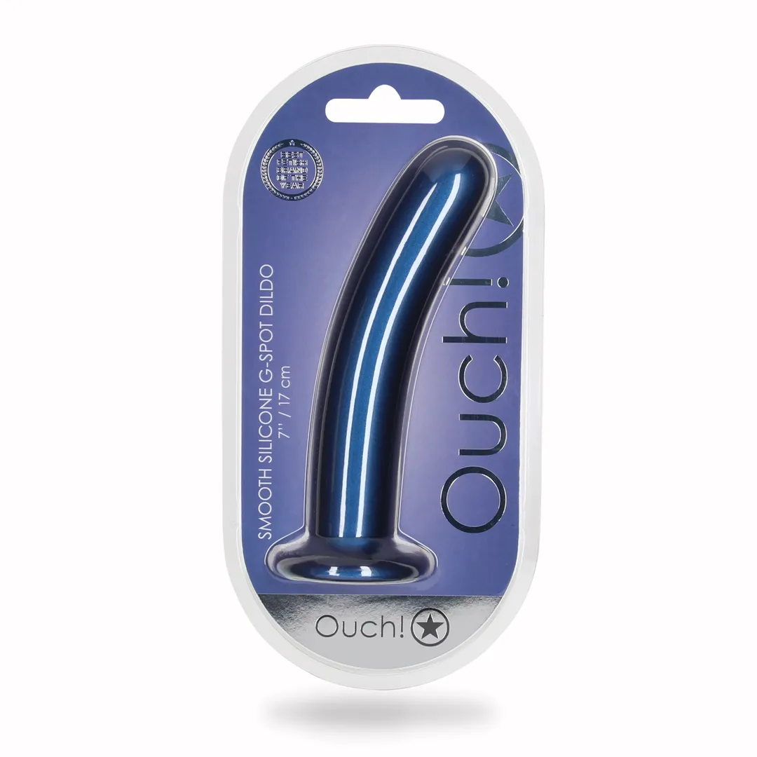 Zachte Silicone G-Spot Dildo - 7'' / 17 cm - Metallic Blauw
