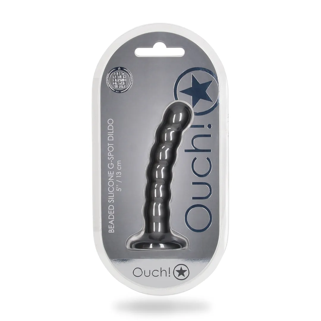 Gekraalde Siliconen G-Spot Dildo - 5'' / 13 cm - Gunmetal