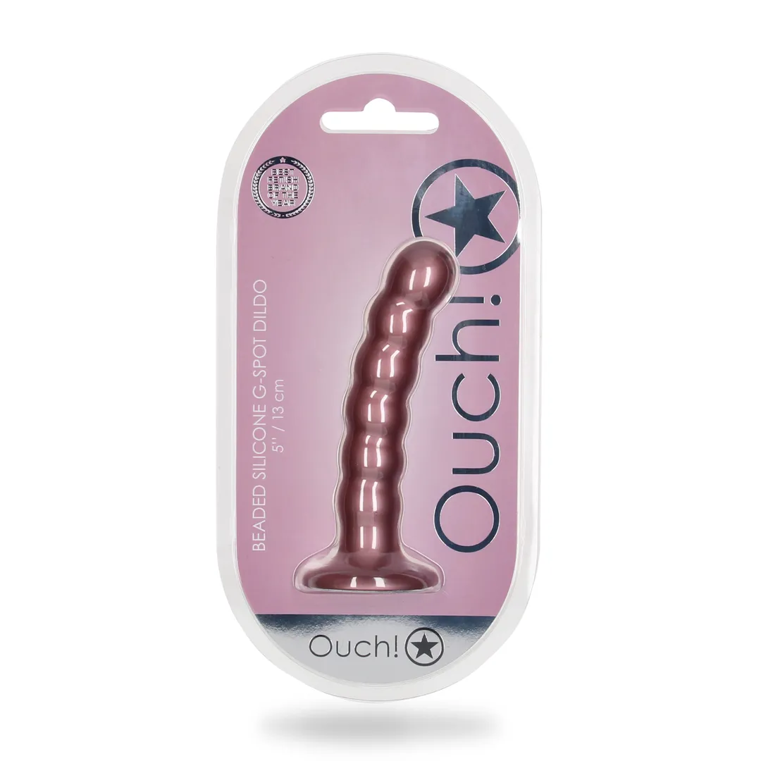 Beaded Silicone G-Spot Dildo - 5'' / 13 cm - Roségoud