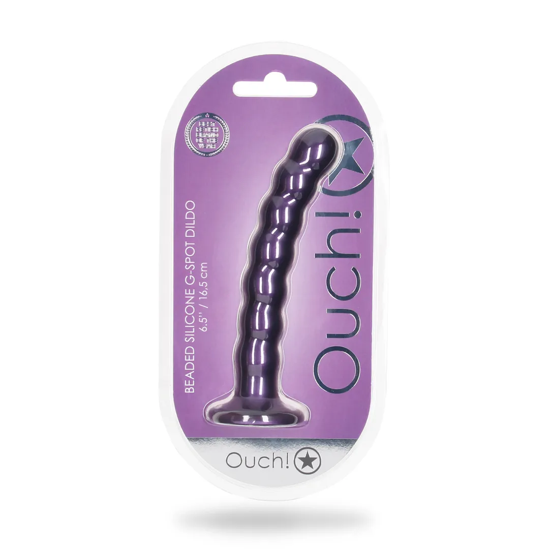 Beaded Silicone G-Spot Dildo - 6,5'' / 16,5 cm - Metallic Paars