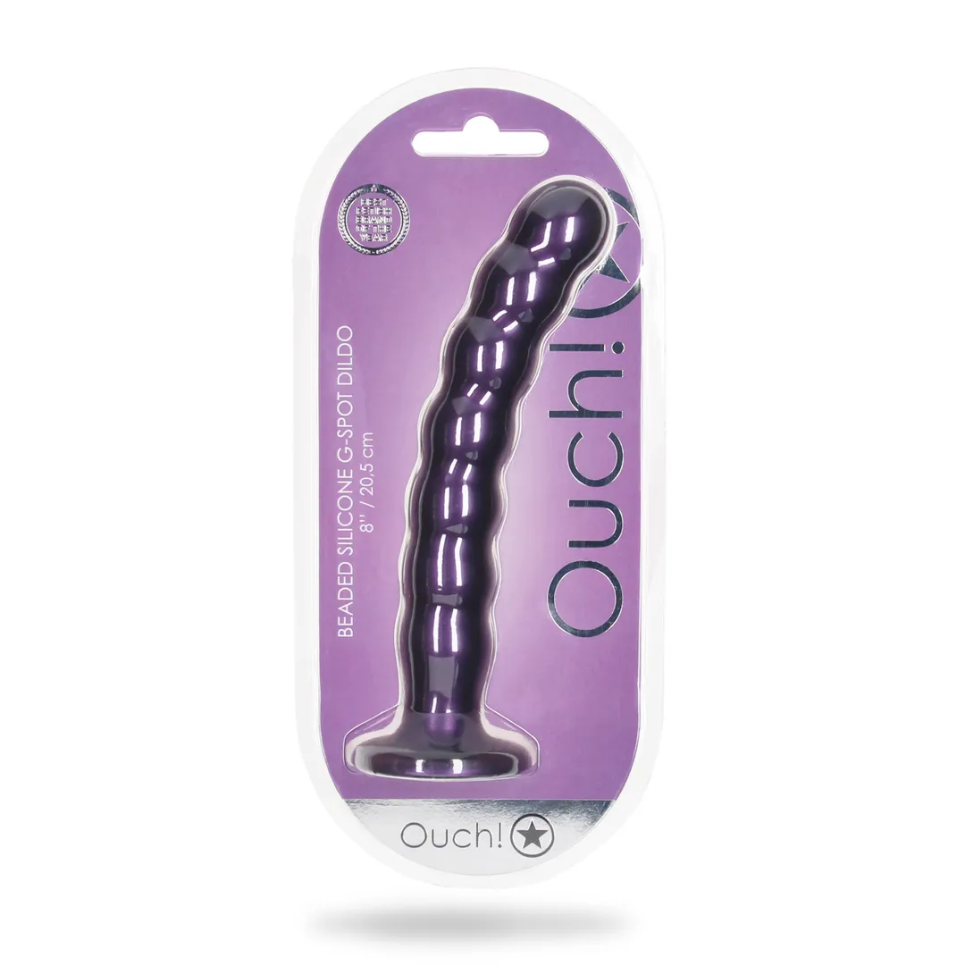 Gekralde Silicone G-Spot Dildo - 8'' / 20,5 cm - Metallic Paars