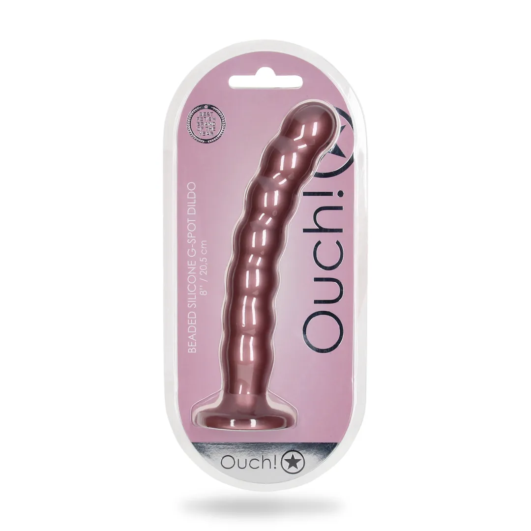 Beaded Silicone G-Spot Dildo - 8'' / 20,5 cm - Rosé Goud