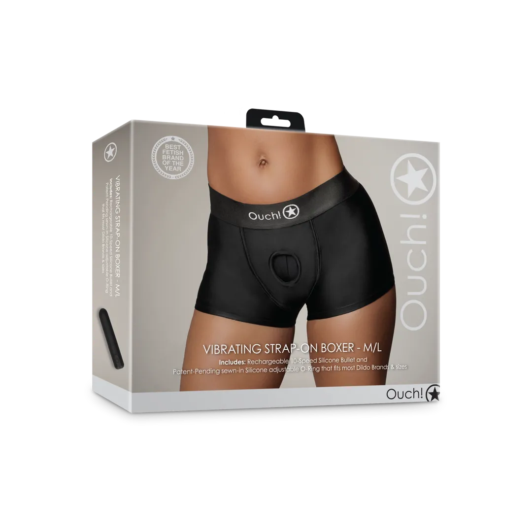 Vibrerende Strap-on Boxer - M/L - Zwart