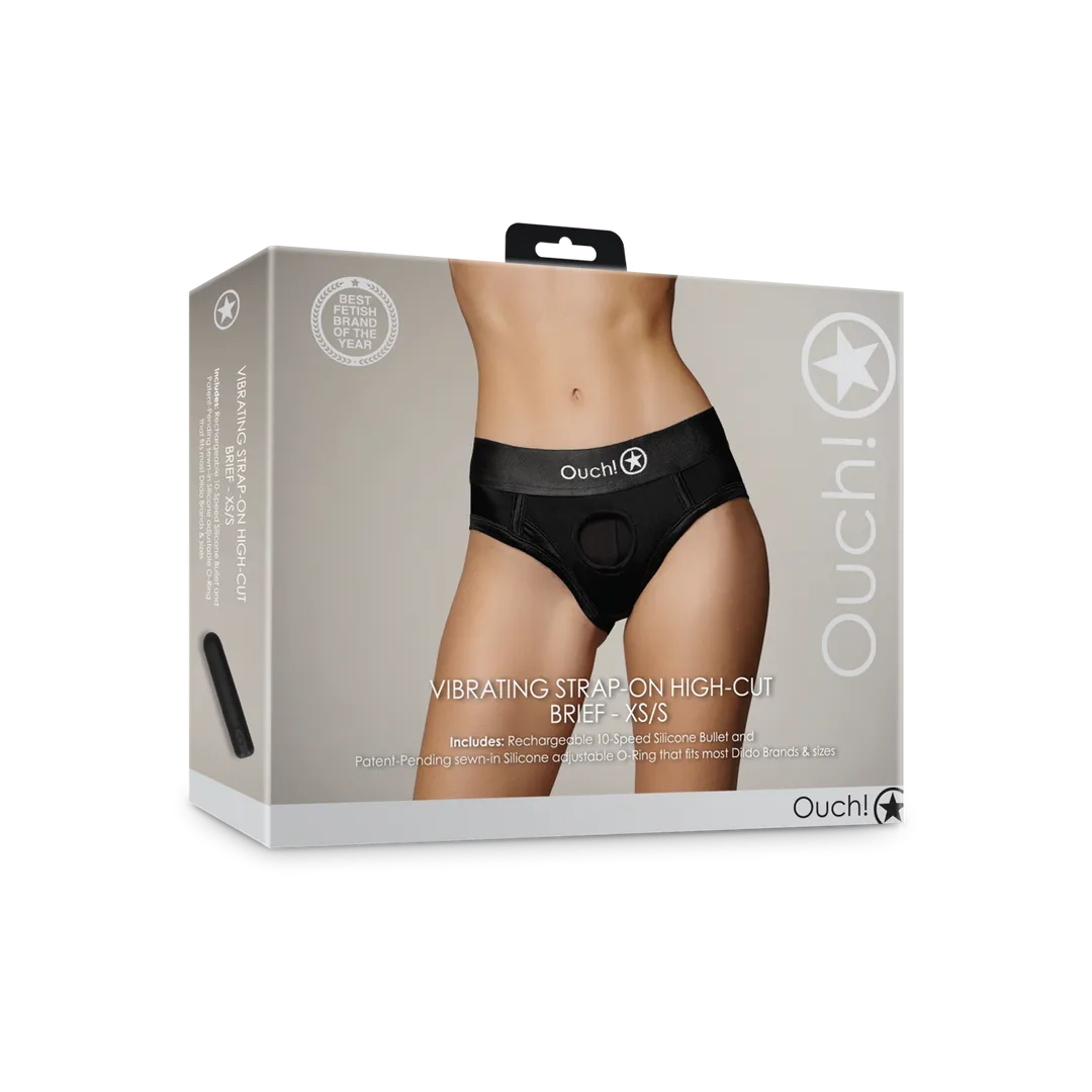 Vibrerende Strap-on Hoge Slip - XS/S - Zwart
