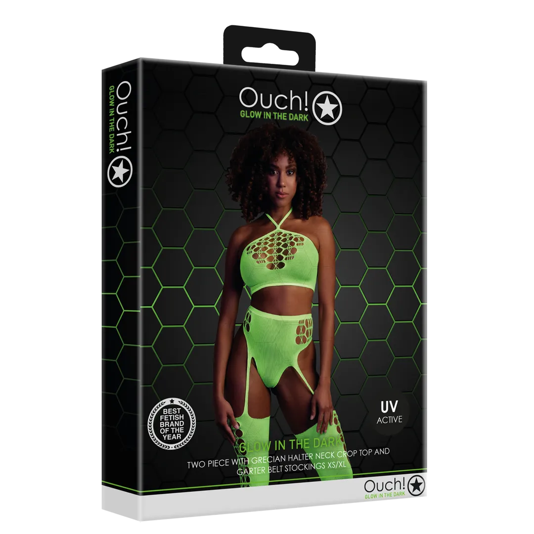 Twee Delige Set met Crop Top en Kousen - One Size - Neon Groen