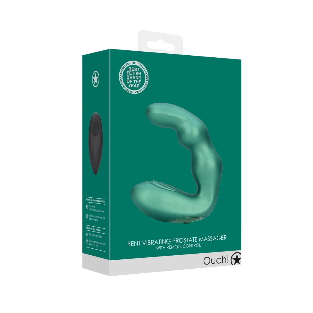 Bent Vibrating Prostate Massager met Afstandsbediening - Metallic Groen