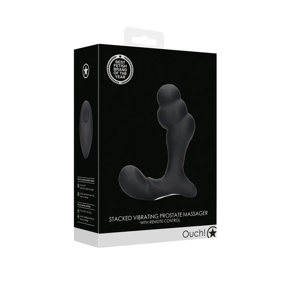 Gelaagde Vibrerende Prostaat Massager met Afstandsbediening - Zwart