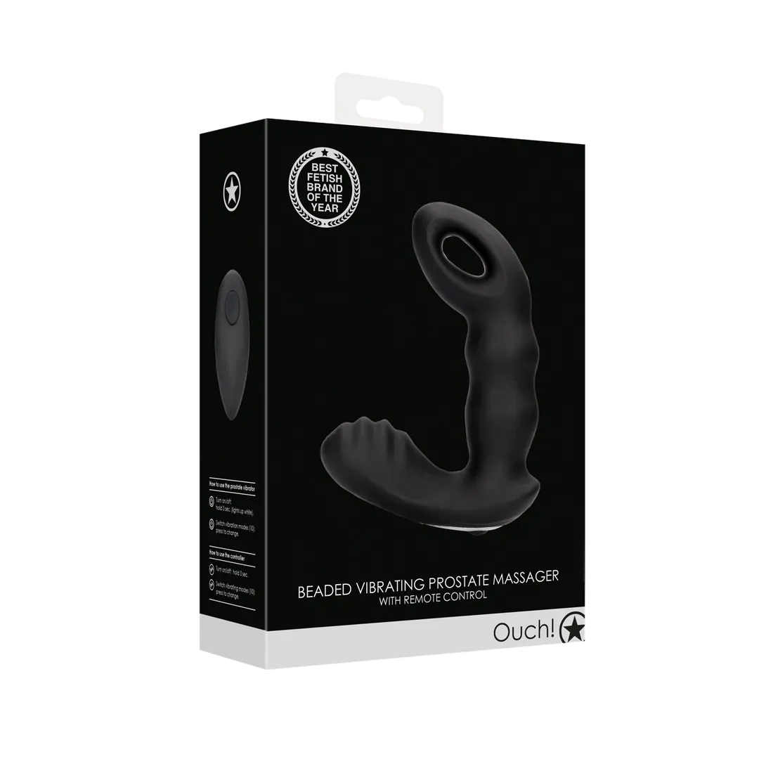 Beaded Vibrerende Prostaat Massager met Afstandsbediening - Zwart