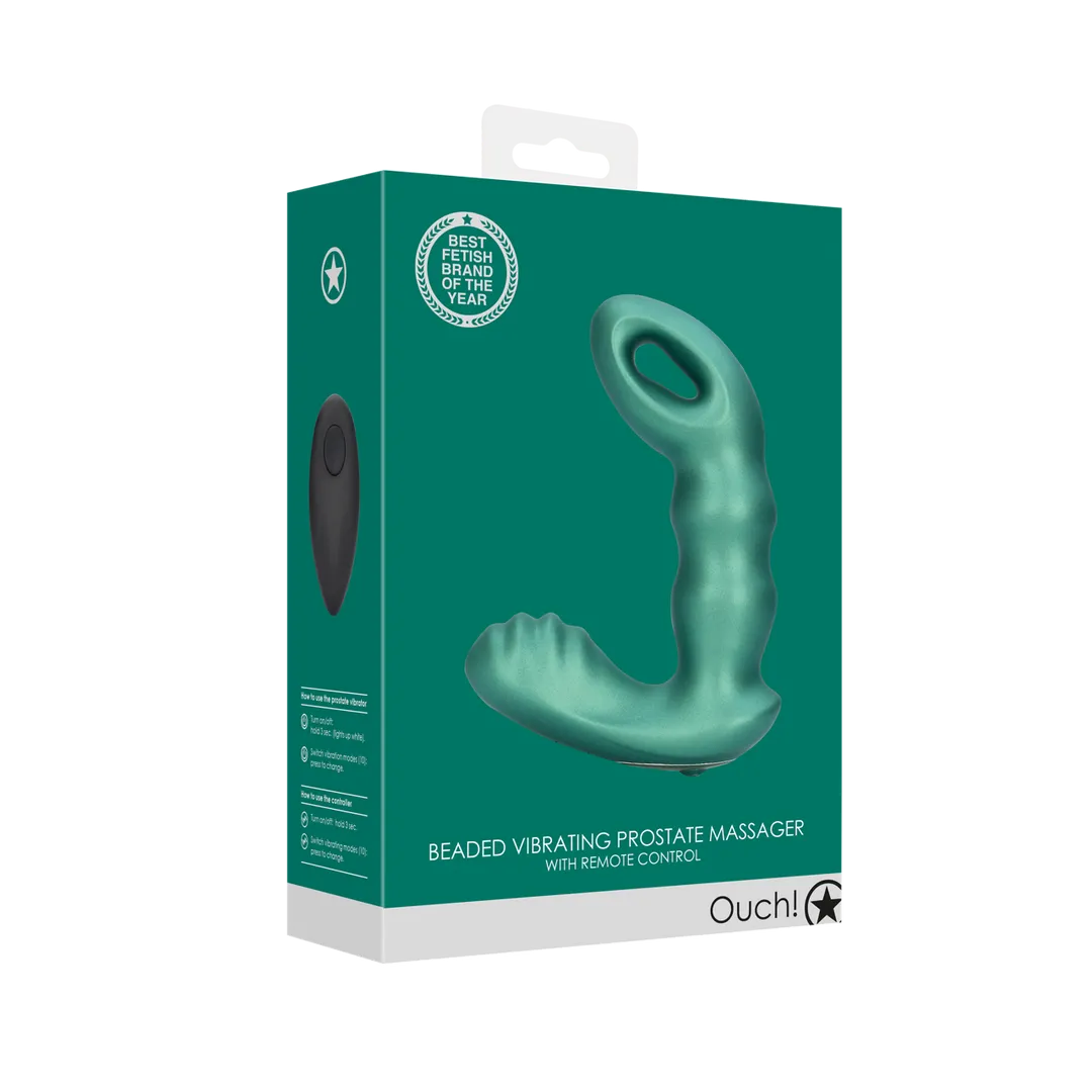 Kralen Vibrerende Prostaat Massager met Afstandsbediening - Metallic Groen