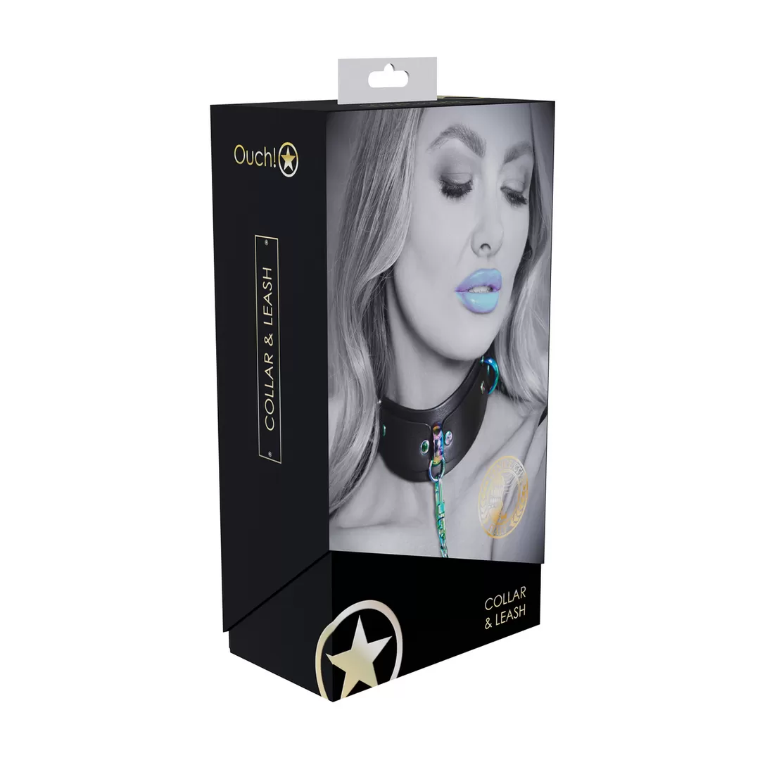 Venice Collectie - Halsband met Leash - Zwart