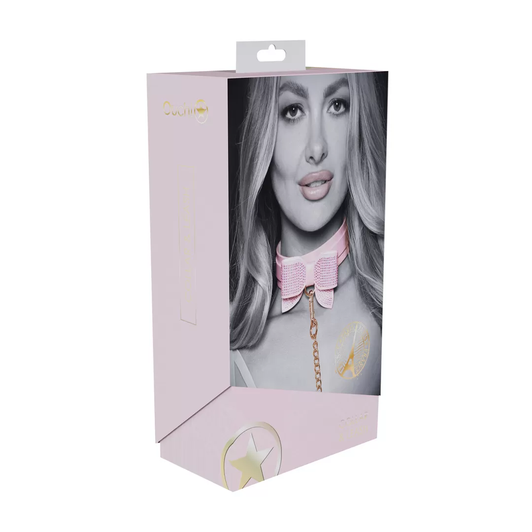 Paris Collectie - Halsband met Leash - Roze