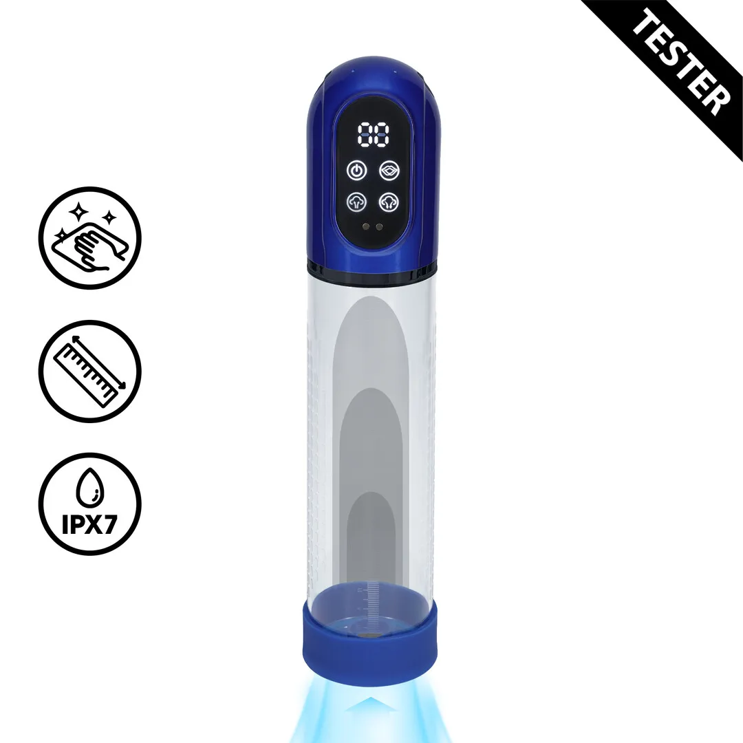 Engage - Automatische Waterdichte Penis Pomp en Masturbator - Metallic Blauw - Tester