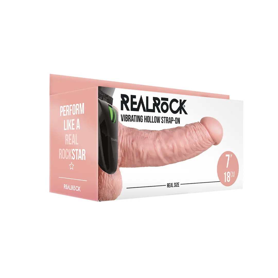 Vibrerende Hollow Strap-On met Ballen - 7 / 18 cm