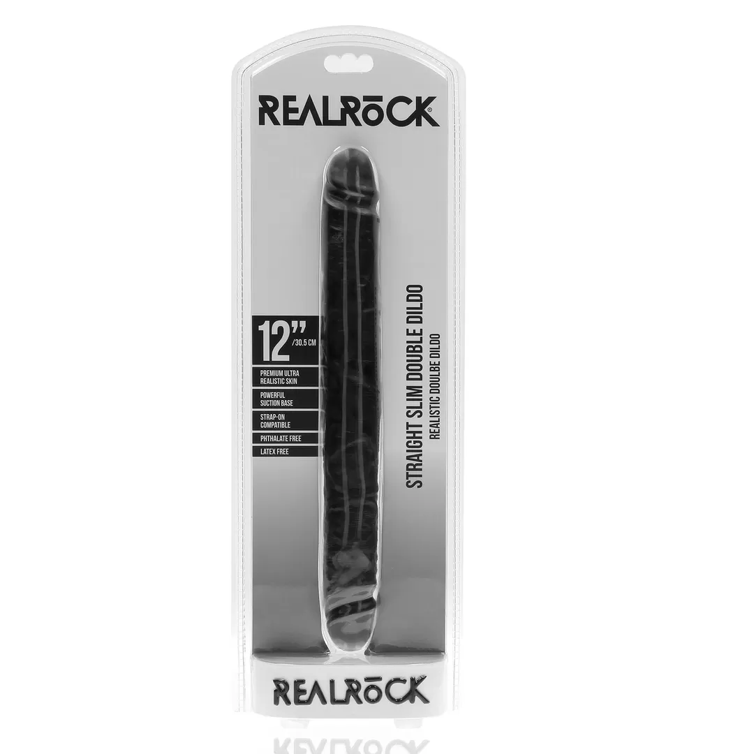 Slim Double Ended Dong 12 / 30,5 cm - Zwart