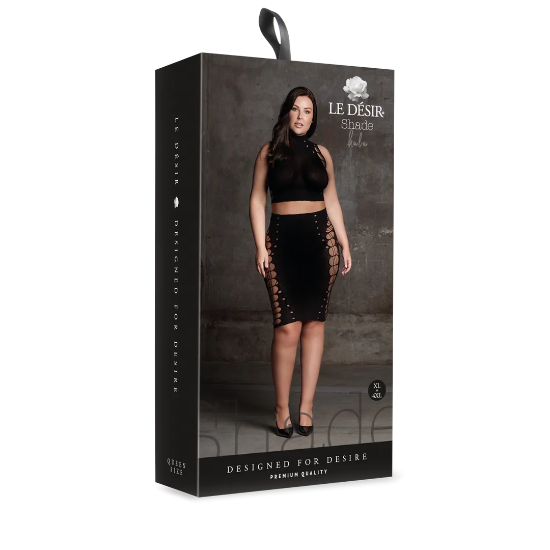 Kala XXXVII - Twee Delige Set met Coltrui, Crop Top en Rok - Plus Size